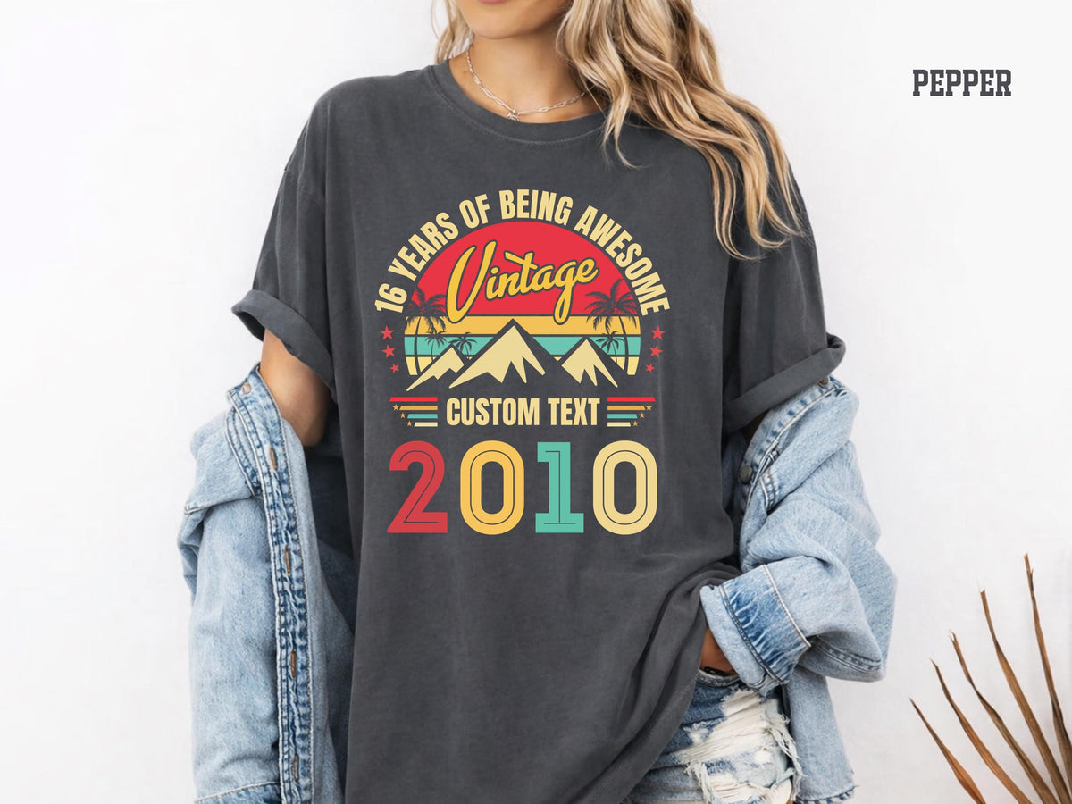 Custom 16th Birthday Retro Comfort Colors ® Shirt, Vintage 2010 Sweet Sixteen Tee