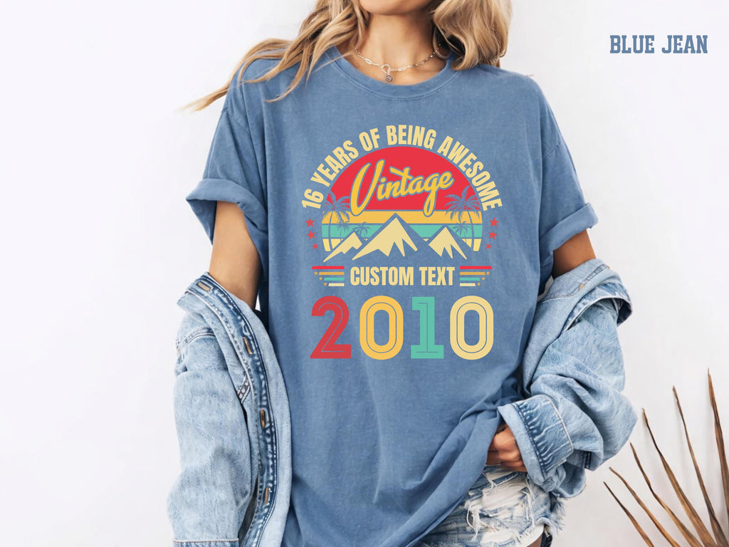 Custom 16th Birthday Retro Comfort Colors ® Shirt, Vintage 2010 Sweet Sixteen Tee