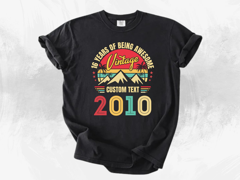 Custom 16th Birthday Retro Comfort Colors ® Shirt, Vintage 2010 Sweet Sixteen Tee