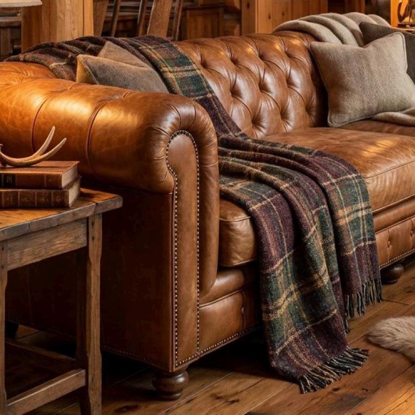 Plaid Woven Throw Blanket Fall Home Decor Cozy Autumn Blanket, Rustic Farmhouse Throw Soft Flannel Blanket Fall Housewarming Gift