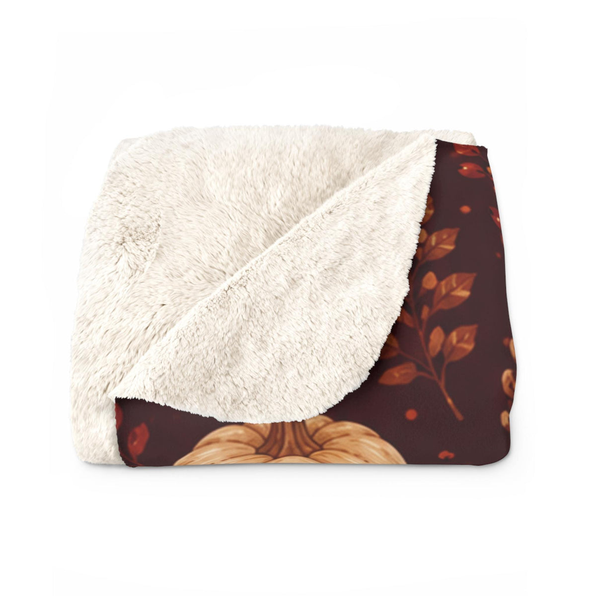 Autumn Leaves Cozy Throw Blanket | Fall Blanket | Leaves and Pumpkins Blanket | Fall Decor | Plush and Sherpa Blanket