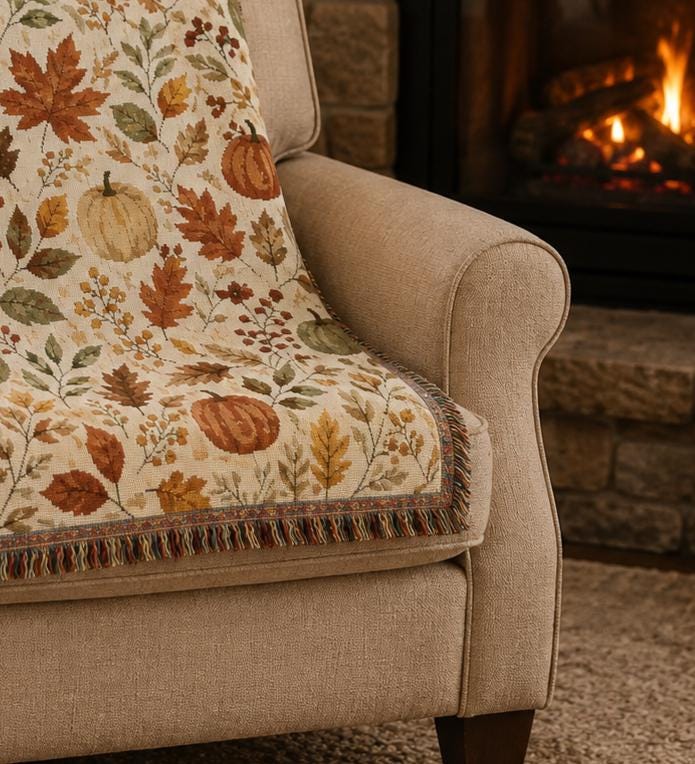 100% Cotton Autumn Woven Blanket | Fall Harvest Throw