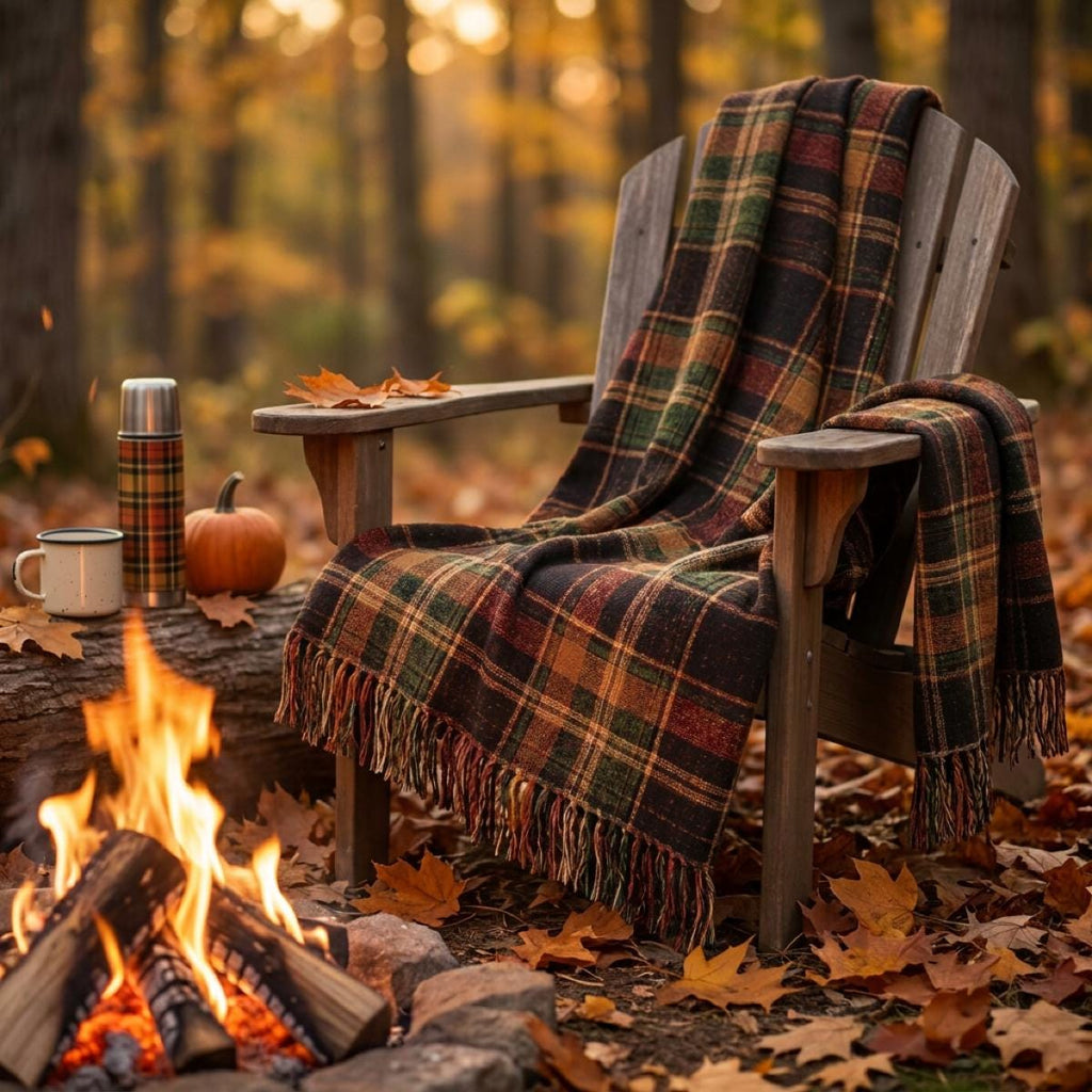 Plaid Woven Throw Blanket Fall Home Decor Cozy Autumn Blanket, Rustic Farmhouse Throw Soft Flannel Blanket Fall Housewarming Gift