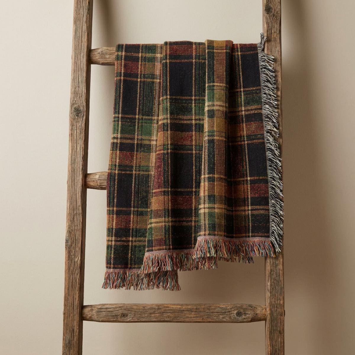 Plaid Woven Throw Blanket Fall Home Decor Cozy Autumn Blanket, Rustic Farmhouse Throw Soft Flannel Blanket Fall Housewarming Gift