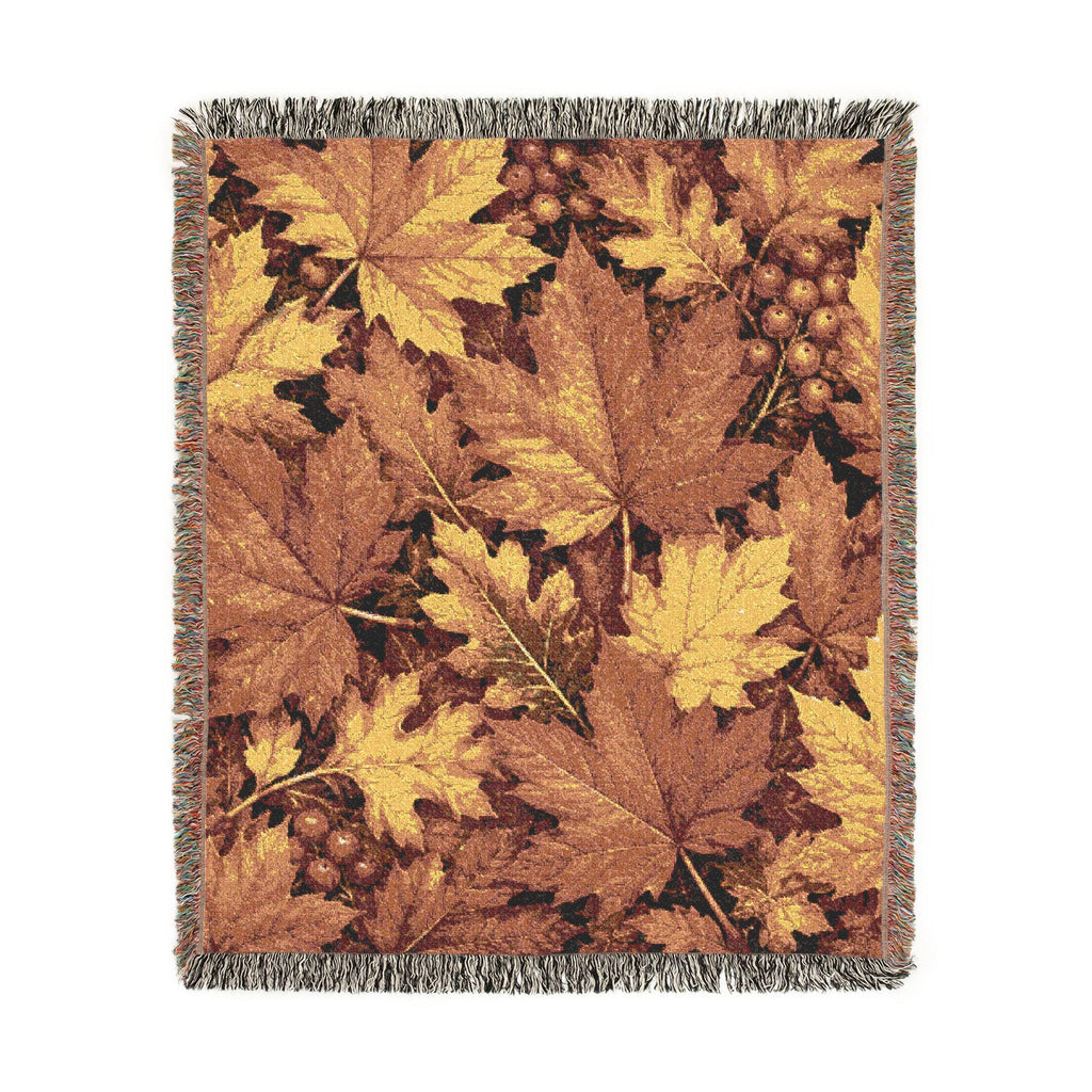 Autumn Leaves Woven Blanket | Fall Leaf Throw, Cozy Harvest Tapestry