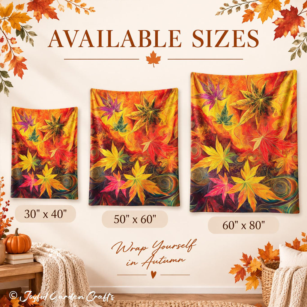 Autumn Leaves Throw Blanket Colorful Fall Foliage Velveteen Blanket Cozy Maple Leaf Home Decor Fall Gift