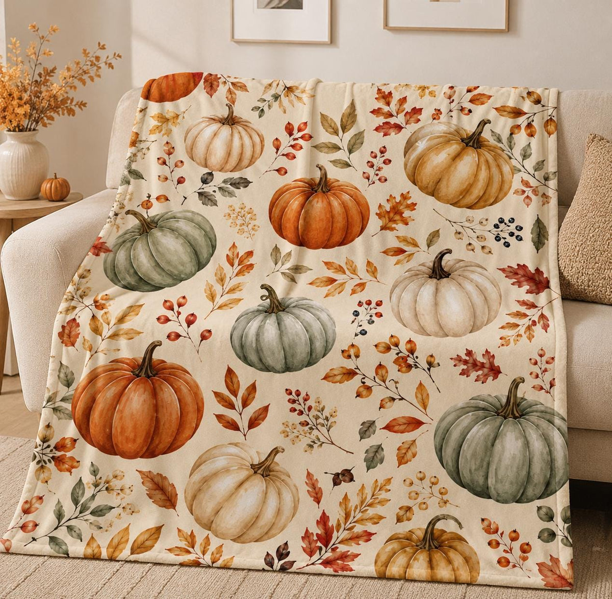 Fall Pumpkin Blanket, Autumn Throw Blanket, Harvest Pumpkin Decor, Cozy Fall Blanket, Thanksgiving Home Decor, Pumpkin Lovers Gift
