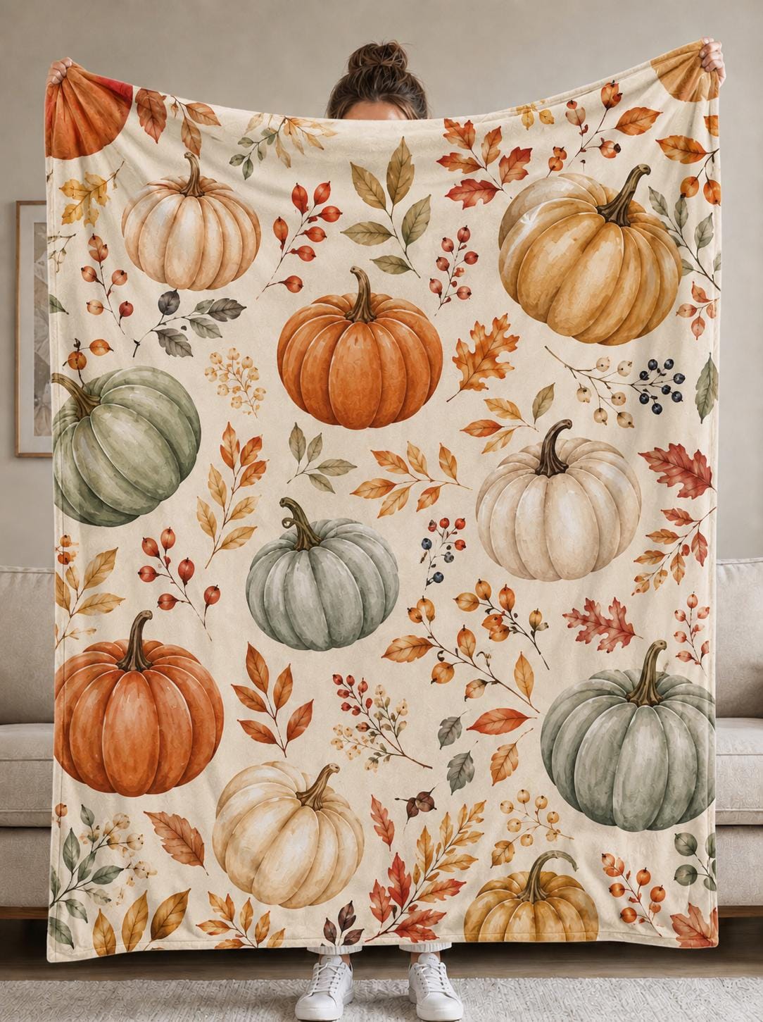 Fall Pumpkin Blanket, Autumn Throw Blanket, Harvest Pumpkin Decor, Cozy Fall Blanket, Thanksgiving Home Decor, Pumpkin Lovers Gift