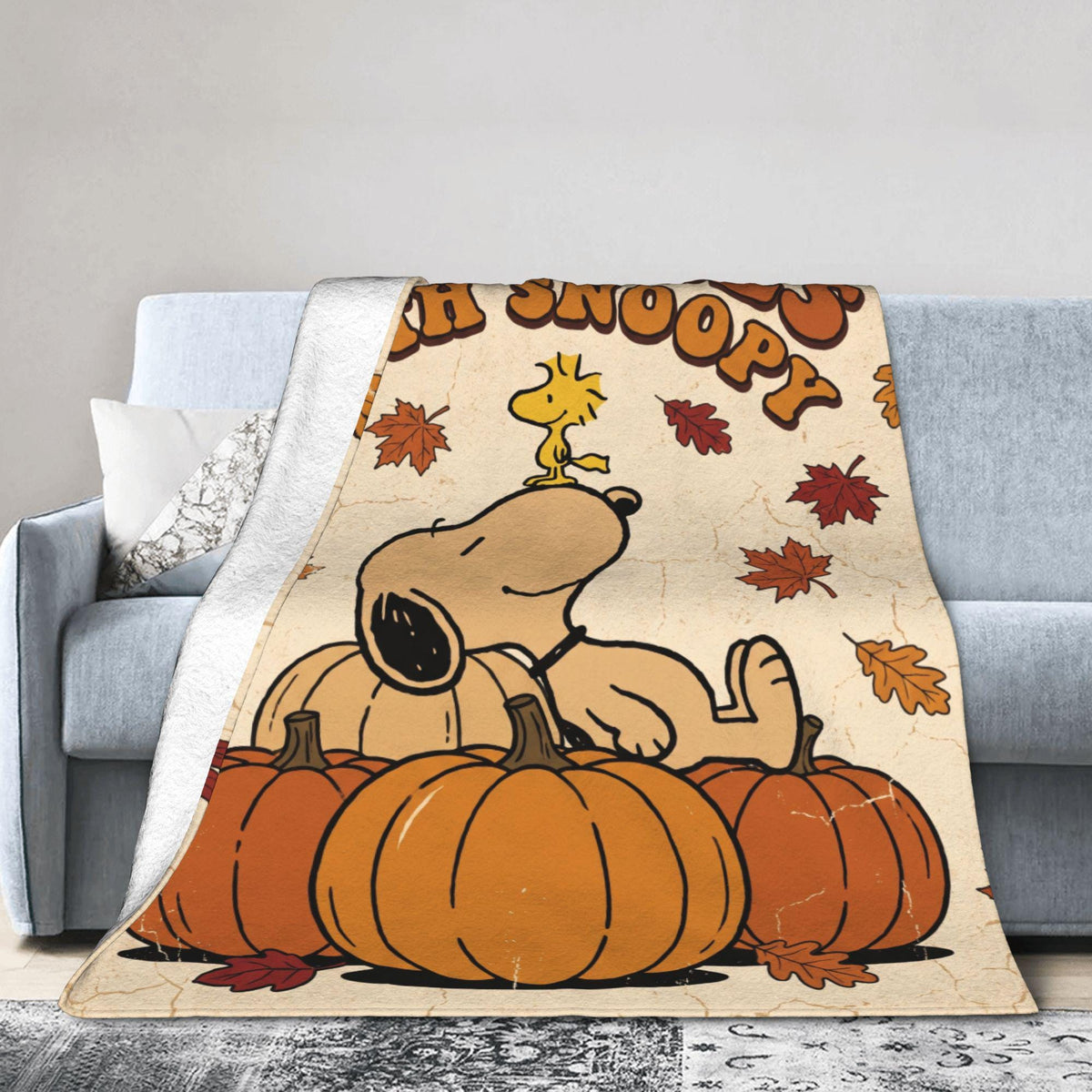 Rustic Pumpkin Patch Pup Flannel Blanket, Cozy Harvest Hound Throw, Autumn Farmhouse Bedding, Warm Fall Gift for Best Friend