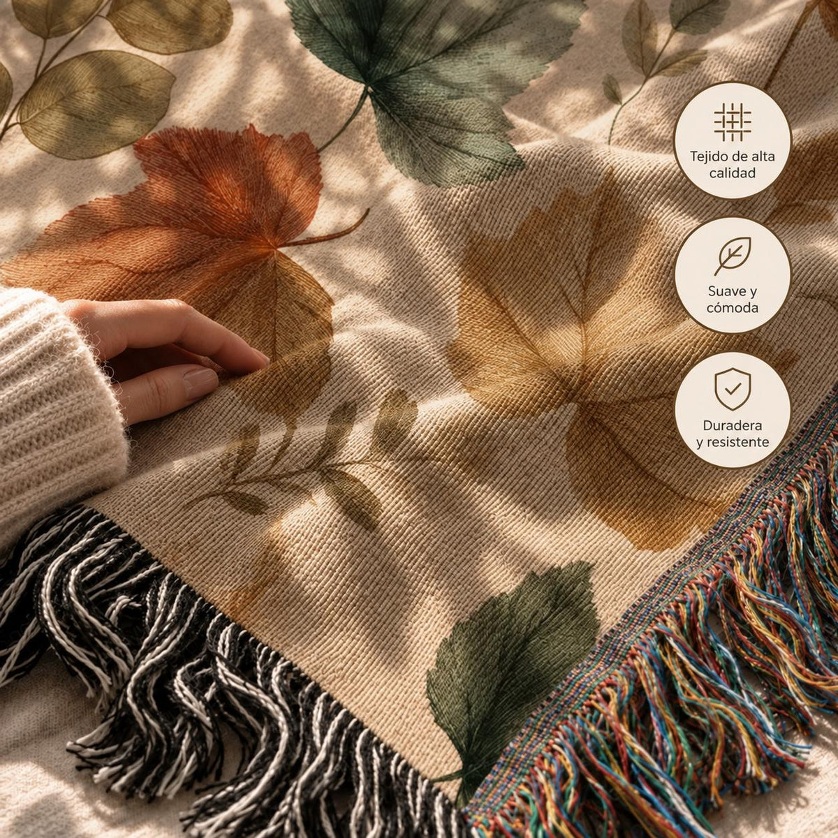 Autumn Woven Blanket, Fall Leaves Throw, Cozy Rustic Home Decor, Thanksgiving Decor, Nature Lover Gift