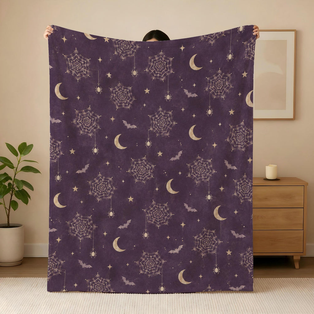 Autumn Pumpkin Throw Blanket, Watercolor Fall Leaves Pattern, Cozy Harvest Season Fleece Blanket, Thanksgiving Home Decor Gift