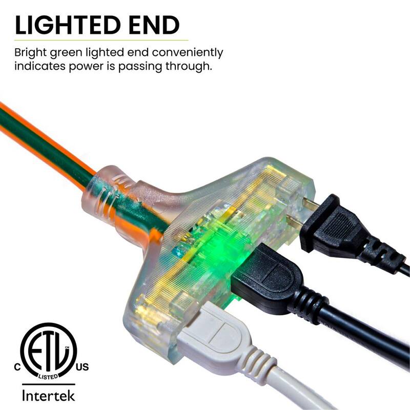25 ft. 3-Outlet 12/3 Heavy Duty Extension Cord - Orange