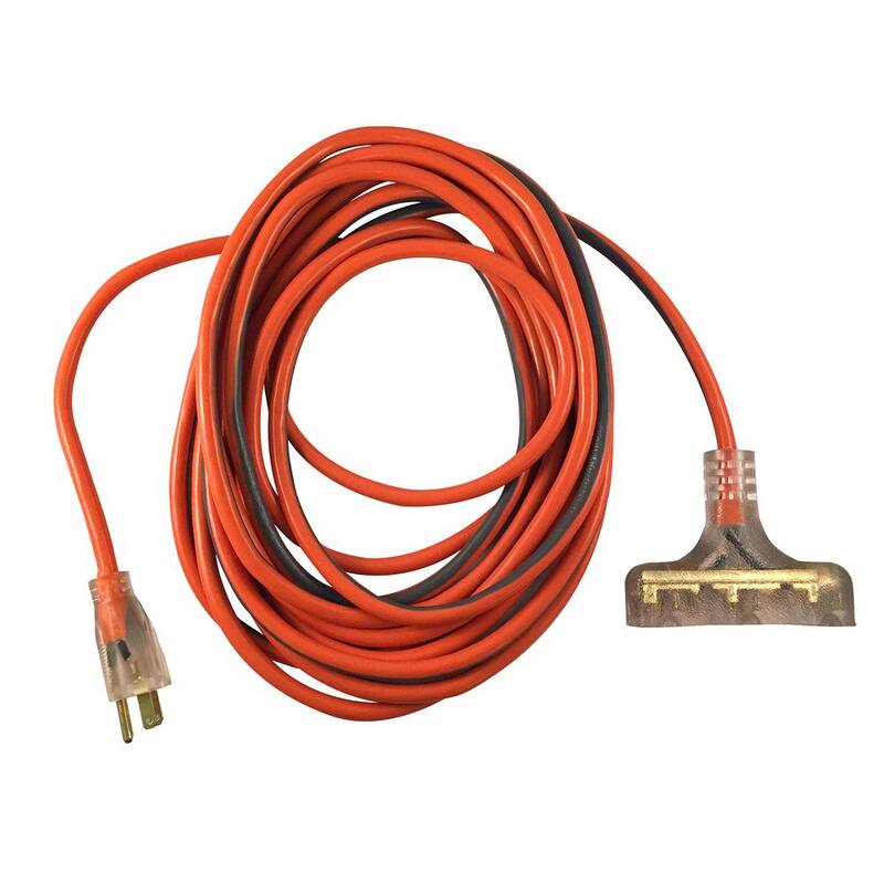 100 ft. 12/3 Heavy Duty Indoor/Outdoor Extension Cord with Tritap Lighted End, Orange/Grey
