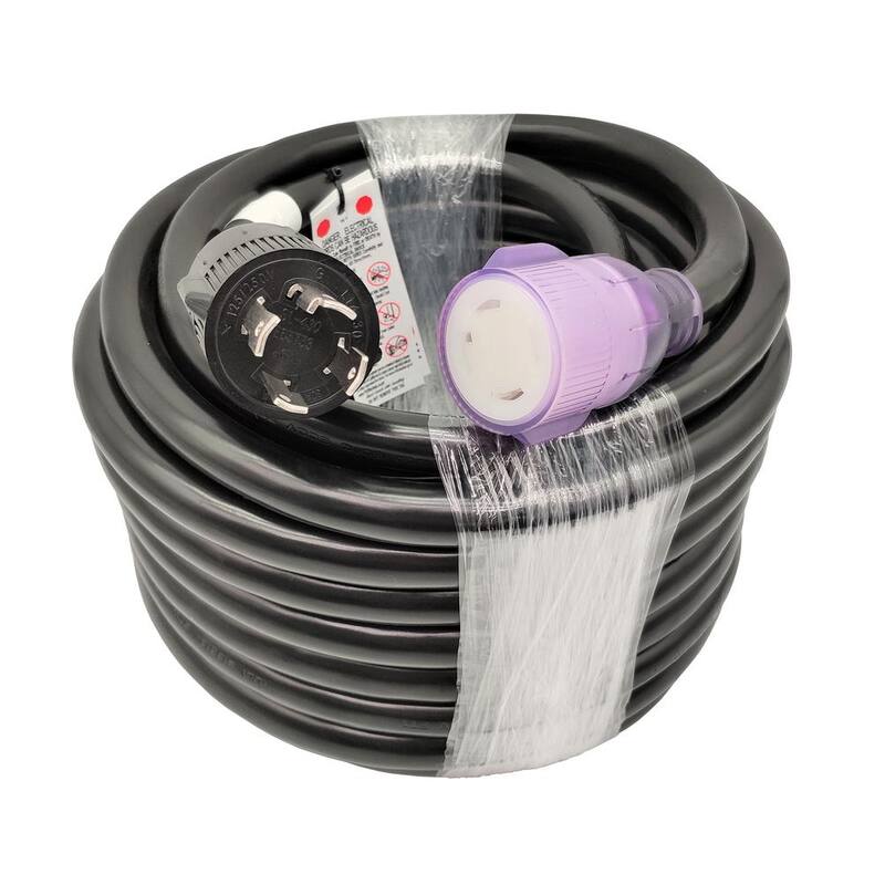 50 ft. 10/4 NEMA L14-30 Generator Extension Cord (NEMA L14-30P to L14-30R with Lighted) UL Listed