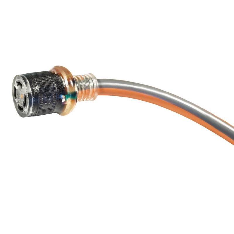 25 ft. 10/4 Heavy Duty Outdoor L14-30 Amp Generator Extension Cord with Lighted End, Orange/Grey