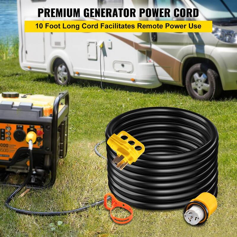 12,000-Watt Black Cable 10 ft. Generator Power Cord 50 Amp 250-Volt ETL Listed Extension Cord