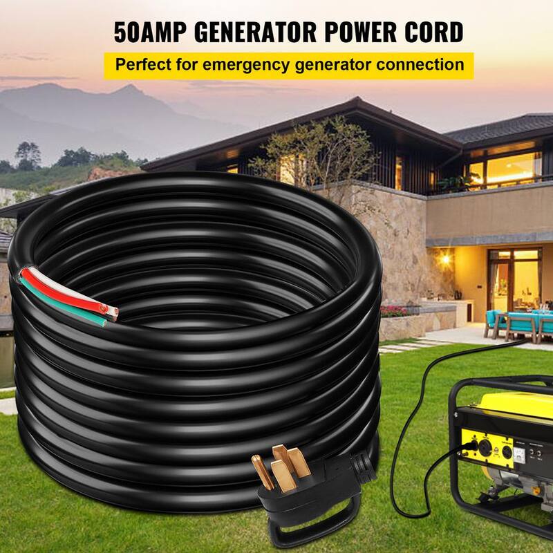 30 ft. 6/3 plus 8/1 Extension Cord Indoor/Outdoor Generator Power Cord STW 50 Amp NEMA 14-50P No-pin Type