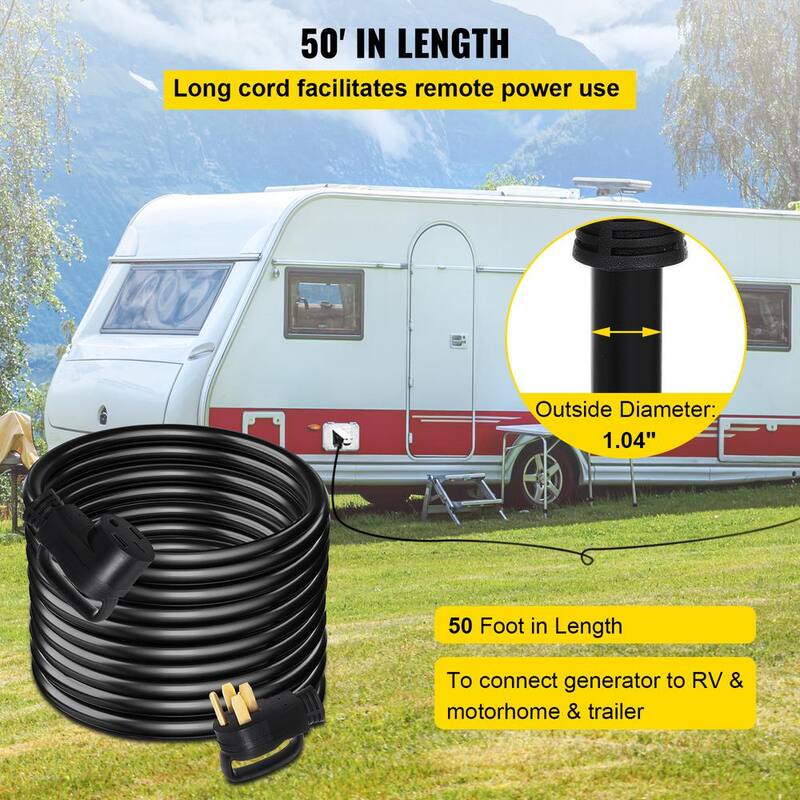 50 ft. 50 Amp RV Extension Cord Premium Power Cord RV Wire Diameter Extension Cord 6 Wire Gauge RV Cord