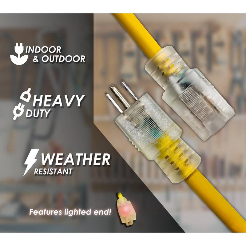 75 ft. 10/3 SJTW 15 Amp 125-Volt 1875-Watt Lighted End Outdoor Super Heavy-Duty Jacket Extension Cord