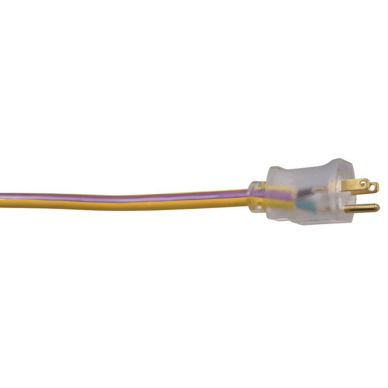 100 ft. 12/3 SJTW Hi-Visbility Multi-Color Outdoor Heavy-Duty Extension Cord with Power Light Plug