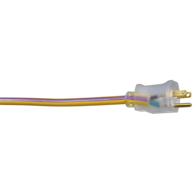 100 ft. 12/3 SJTW Hi-Visbility Multi-Color Outdoor Heavy-Duty Extension Cord with Power Light Plug