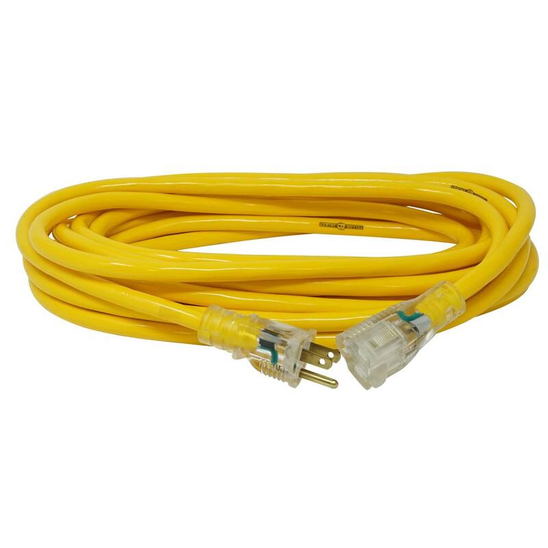 25 ft. 12/3 SJTW Outdoor Heavy-Duty Extension Cord with Power Light Plug