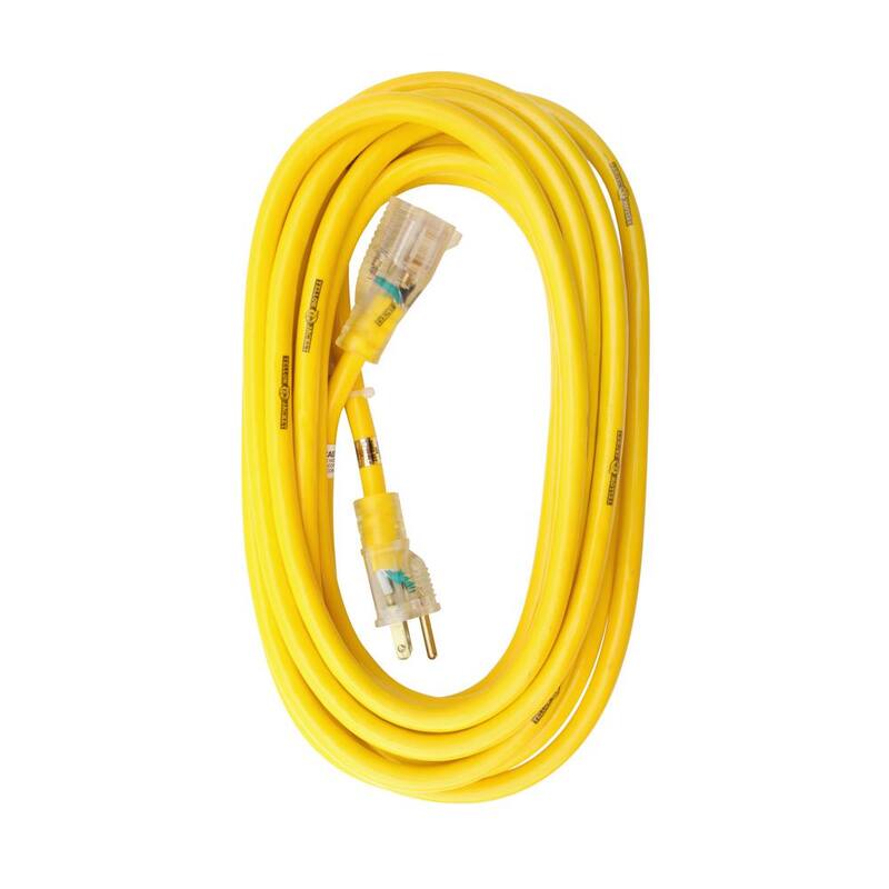 25 ft. 12/3 SJTW Outdoor Heavy-Duty Extension Cord with Power Light Plug